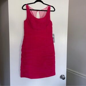 Monique Lhullier ML shirted tulle mini dress in hot pink NWT